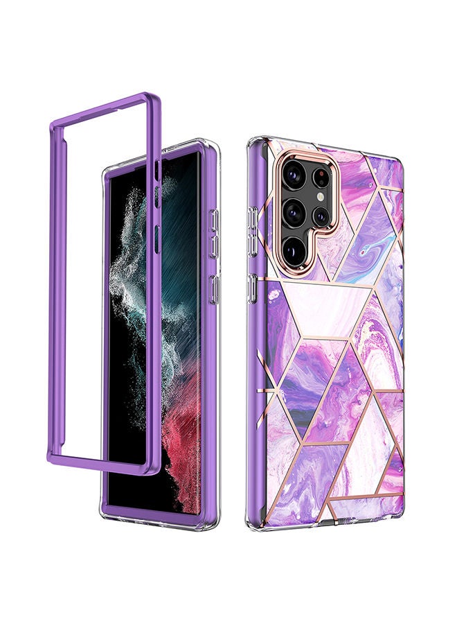 O Ozone Case for Samsung Galaxy S23 Ultra Case Full-Body Smooth Gloss Finish Marble Shockproof Bumper Slim Phone Cases (Purple) - Image 1