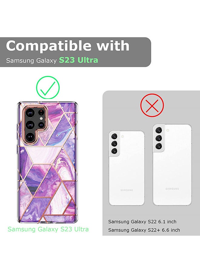 O Ozone Case for Samsung Galaxy S23 Ultra Case Full-Body Smooth Gloss Finish Marble Shockproof Bumper Slim Phone Cases (Purple) - Image 2