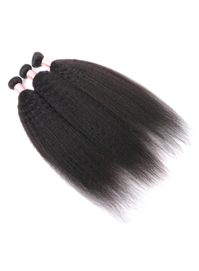 DaiMer Long 3 Bundles Kinky Straight Unprocessed Virgin Hair Brazilian Yaki Straight Human Hair Extensions Natural Black 26 26 26 inches Kinky Straight Human Hair Weave - Image 4