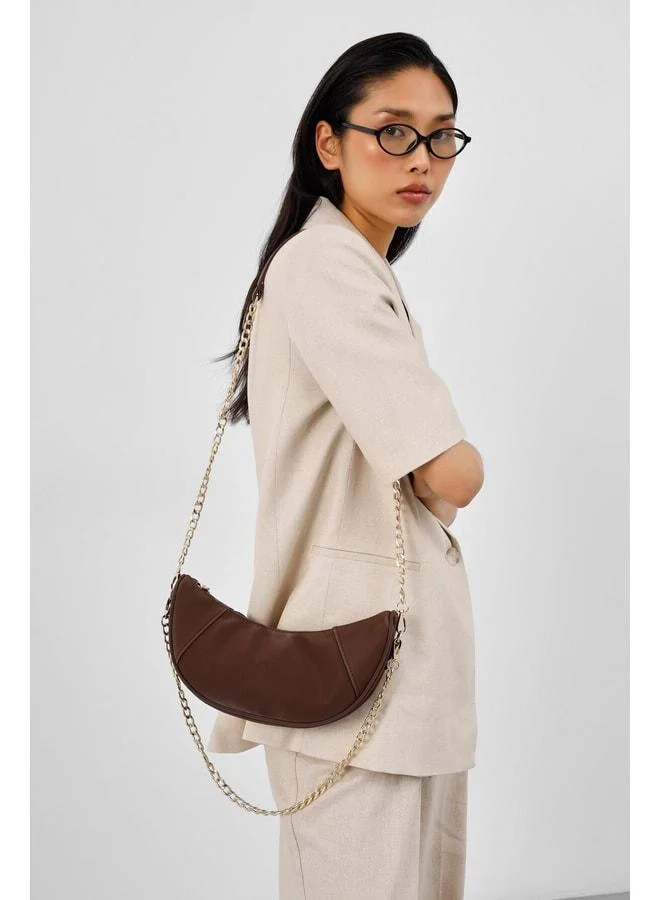Shule Bags  Mode Chain Moon Crossbody Bag – Coffee. for Women | Best Price UAE