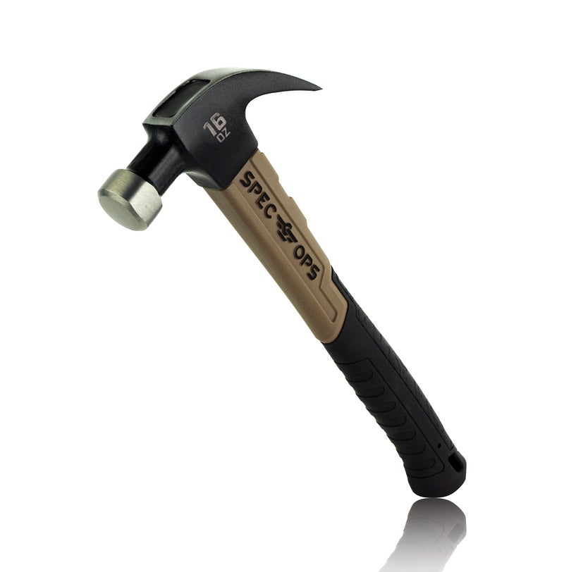 Spec Ops Tools Fiberglass Hammer 16 oz Curved Claw ShockAbsorbing Grip