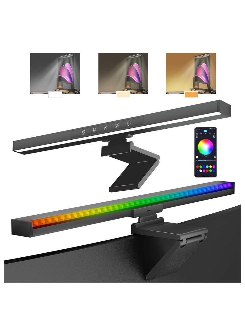 SYOSI RGB Monitor Light Bar Backlight, Computer Light Bar for Eye Caring Touch Control 2 in 1 Dual Light Source, Monitor Desk Lamp Screen Monitor Light, for Desk Office Home Game, Colorful LED Light - Image 1