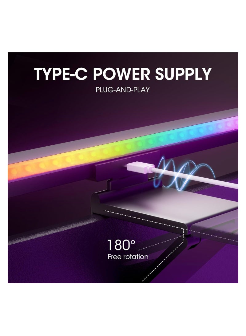 SYOSI RGB Monitor Light Bar Backlight, Computer Light Bar for Eye Caring Touch Control 2 in 1 Dual Light Source, Monitor Desk Lamp Screen Monitor Light, for Desk Office Home Game, Colorful LED Light - Image 3