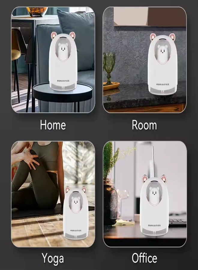 مرطب هواء صغير بالموجات فوق الصوتية 300 مل مع موزع للزيوت العطرية وضوء LED ومنفذ USB وصانع ضباب للسيارة معطر جو محيطي على شكل دب للمنزل والسيارة - أخضر  - Image 4