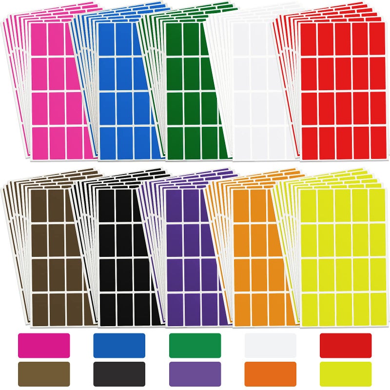 Marspark 1600 Pieces Rectangular Color Coding Stickers 1.57 x 0.75 Inch Assorted Colored Rectangle Label Adhesive Solid Colors Tags for Inventory Organize, File Classification, 10 Colors - Image 1