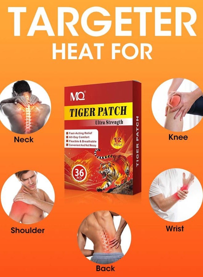 MQ 36PCS Tiger Patch, Chinese Heat Patches Ultra Strength for Muscle Joint of Knee Shoulder and Neck, Fast-Acting - Image 5
