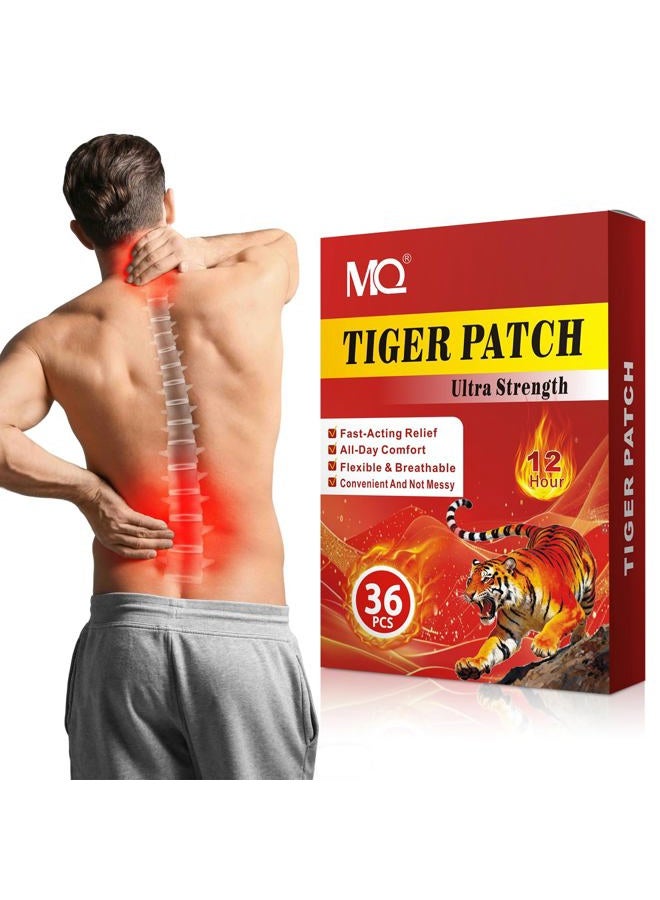MQ 36PCS Tiger Patch, Chinese Heat Patches Ultra Strength for Muscle Joint of Knee Shoulder and Neck, Fast-Acting - Image 1