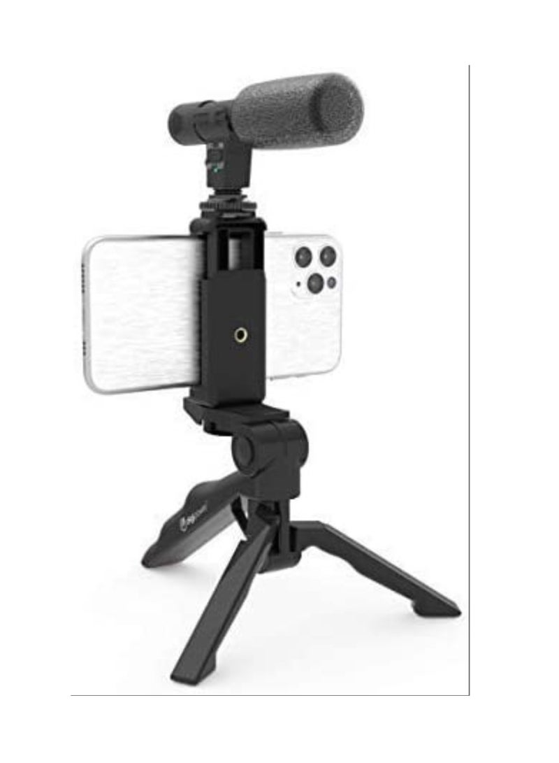 Vlogging"Like Me" LED Video Light + Microphone + Mobile Phone Holder + Hand Grip/Mini Tripod Compatible with Smartphones for TikTok,Youtube etc.c  - Image 2
