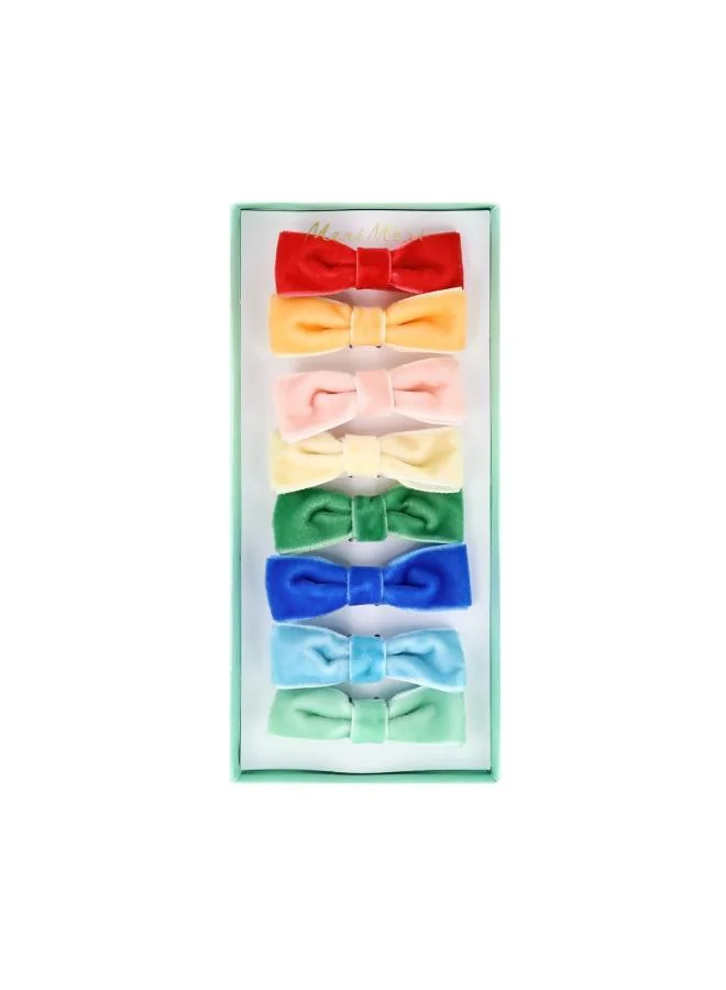 Rainbow Velvet Bow Hair Clips