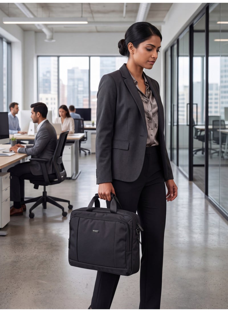 PRESIDENT 16-inch Laptop Case, Premium Lightweight Laptop/Tablet Sleeve with Accessible Front Pocket, Water-Resistance and Secure Zippers Compatible ( BLACK ) 35288 - Image 4