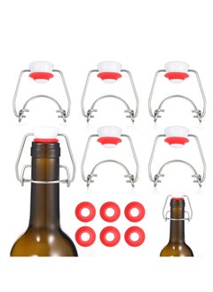 SYOSI Flip Top Bottle Replacement Caps with Silicone Gasket for Glass Bottles Airtight Swing Top Lids Stopper  8/17.5/26/35oz(6 Pcs) for Home Brewing Kombucha Beverages Oil Vinegar  - Image 1