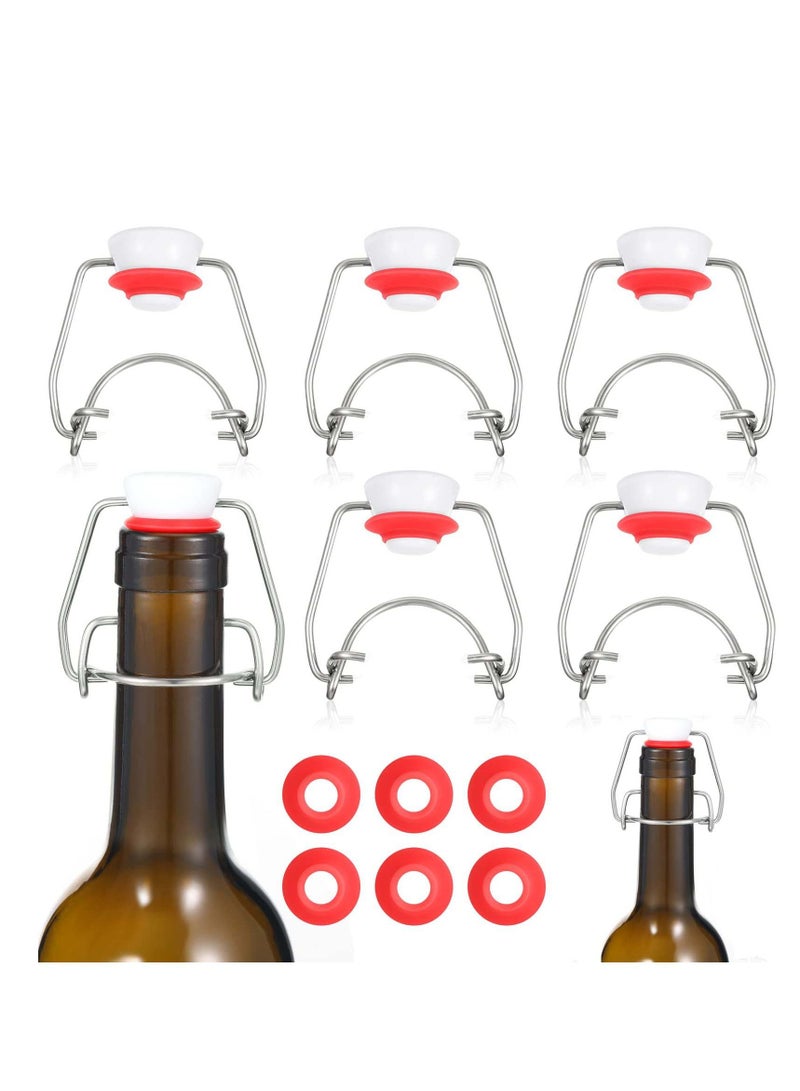 SYOSI Flip Top Bottle Replacement Caps with Silicone Gasket for Glass Bottles Airtight Swing Top Lids Stopper  8/17.5/26/35oz(6 Pcs) for Home Brewing Kombucha Beverages Oil Vinegar - Image 1