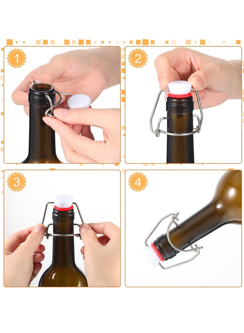 SYOSI Flip Top Bottle Replacement Caps with Silicone Gasket for Glass Bottles Airtight Swing Top Lids Stopper  8/17.5/26/35oz(6 Pcs) for Home Brewing Kombucha Beverages Oil Vinegar - Image 3