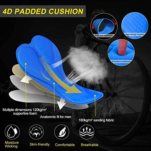 FYA Men's Cycling Shorts,4D Gel Padded Out-Wearable Motorcycle Bike Riding Shorts Quick-Dry Half Pants (M, Black/Grey) - Image 4