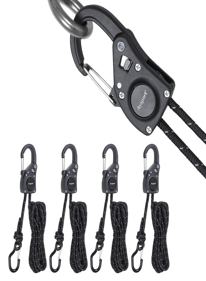 Ayaport Rope Ratchet Tie Down with Safety Lock Clip 1/4" x 12' Heavy Duty One-Piece Adjustable Kayak Straps for Tent, Tarp, Canopy Tie Downs - Image 1