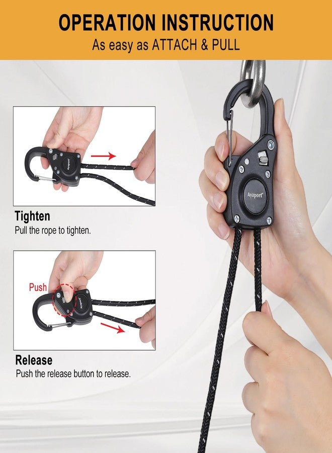Ayaport Rope Ratchet Tie Down with Safety Lock Clip 1/4" x 12' Heavy Duty One-Piece Adjustable Kayak Straps for Tent, Tarp, Canopy Tie Downs - Image 2
