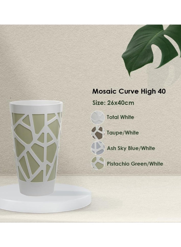 أيدل وعاء زهور بلاستيكي مزخرف مقوس 40 سم - وعاء دائري للزراعة الداخلية والخارجية للبالكون، وتوب الطاولة والحديقة - وعاء نباتي زخرفي متعدد الألوان - مصنوع في إيطاليا - من إيديل - Image 4