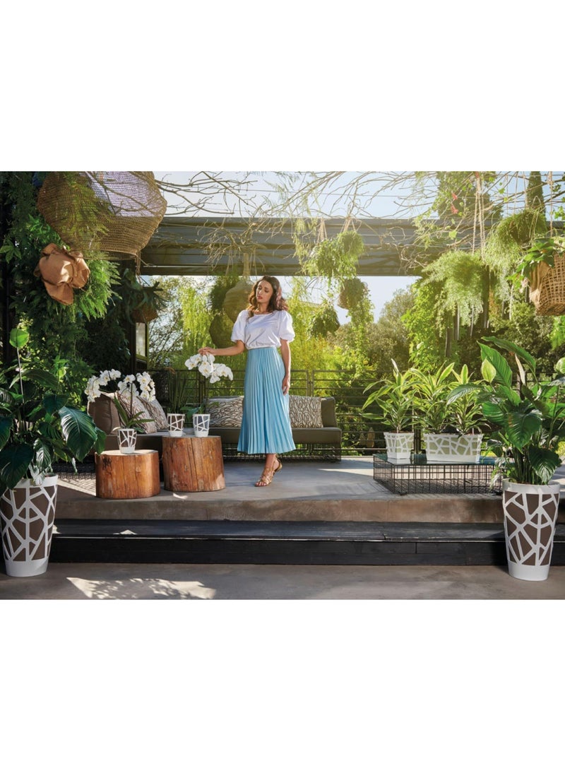 أيدل وعاء زهور بلاستيكي مزخرف مقوس 40 سم - وعاء دائري للزراعة الداخلية والخارجية للبالكون، وتوب الطاولة والحديقة - وعاء نباتي زخرفي متعدد الألوان - مصنوع في إيطاليا - من إيديل - Image 2