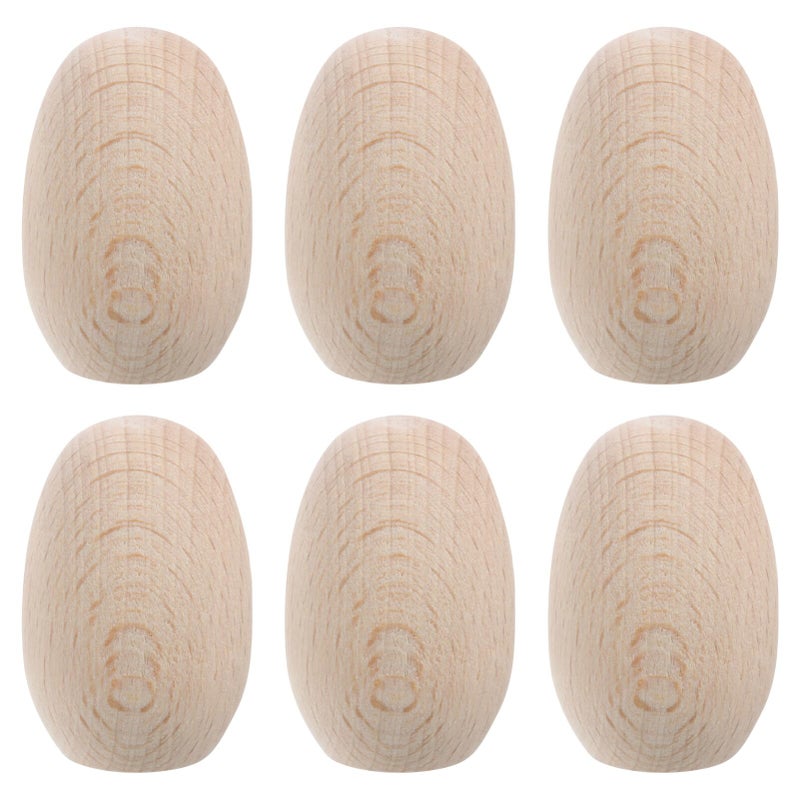 Unfinished Beech Wood Eggs 6Pcs For Crafts Painting Easter Home Decoration - Image 2