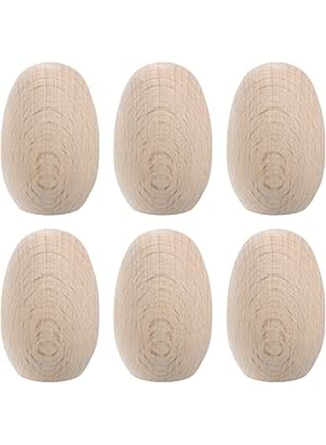 Unfinished Beech Wood Eggs 6Pcs For Crafts Painting Easter Home Decoration - Image 1