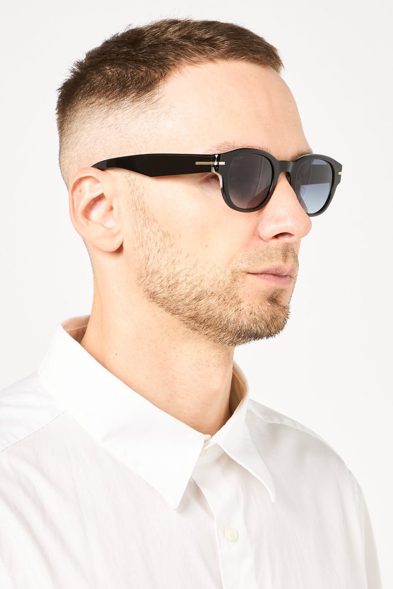 HUGO BOSS Boss Men 207544QF6481I Round Sunglasses, Black - Image 2
