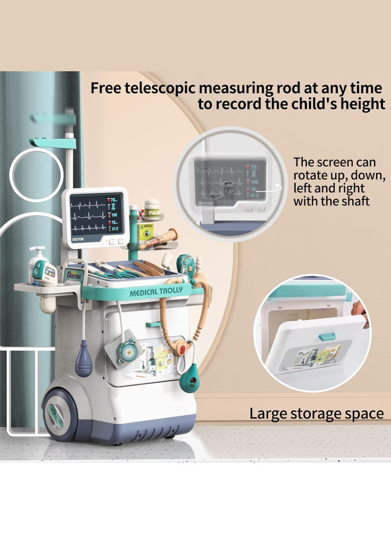 مجموعة ألعاب طبيب للأطفال، مجموعة محطة طبية تظاهرية للأولاد والبنات، 26 ملحقًا، عربة متنقلة مع أضواء ومقياس حرارة، مجموعة طبيب للأطفال الصغار من سن 3 إلى 8 سنوات - Image 5