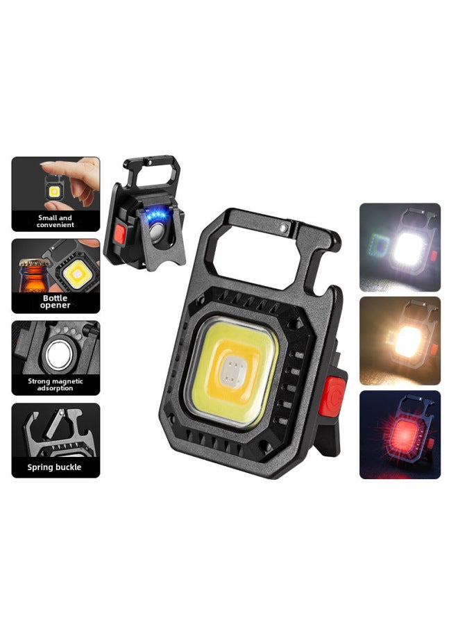 Mini Keychain Flashlight Type-c Charging Outdoor Camping Car Repair Multi-function Cob Work Light Portable Handheld Torch-Color:W5130  - Image 1