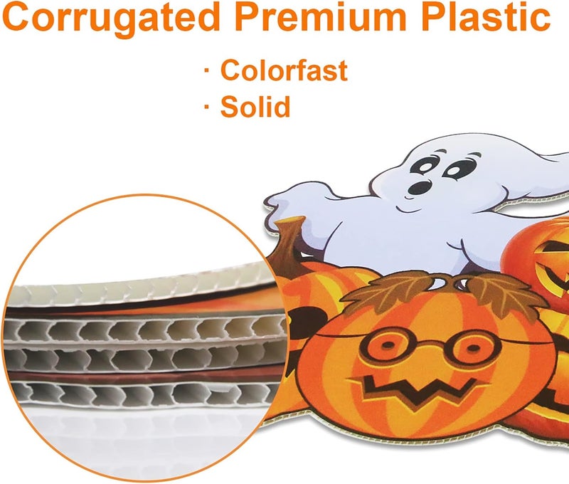 GameXcel Large Halloween Decorations Outdoor Yard Signs, 2pcs Halloween Ghost Pumpkin Decor Yard Stakes Prop for Lawn Decorations Outdoor Garden Home Party Decor - Image 3