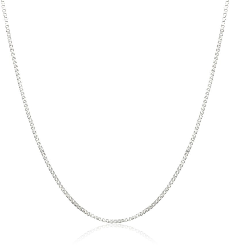 Designer Sterling Silver DSS 925 Sterling Silver Necklace for Women, Box Chain 0.8mm, Lobster Claw Clasps, Sterling Silver Chain, Italian Jewelry for Women, 18in - Image 1