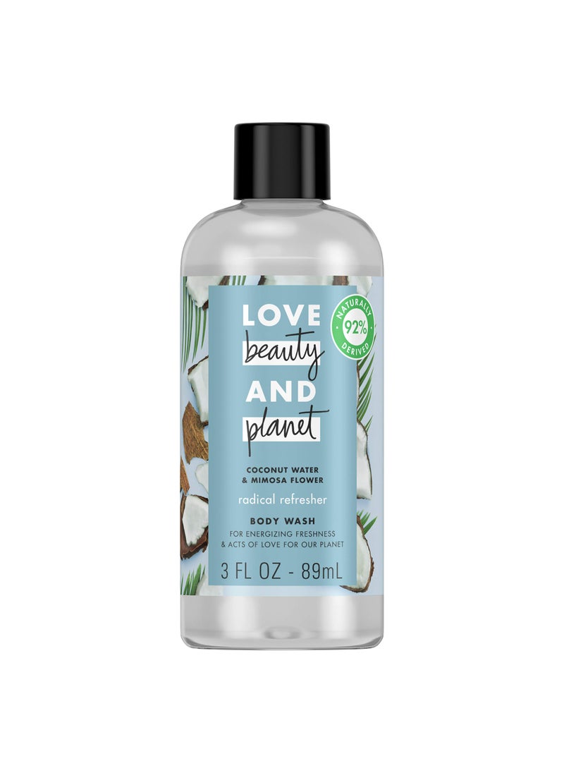 love beauty and planet Love Beauty And Planet Vegan Body Wash Coconut Water & Mimosa Flower- Travel Size 3 oz, 12 Pieces 