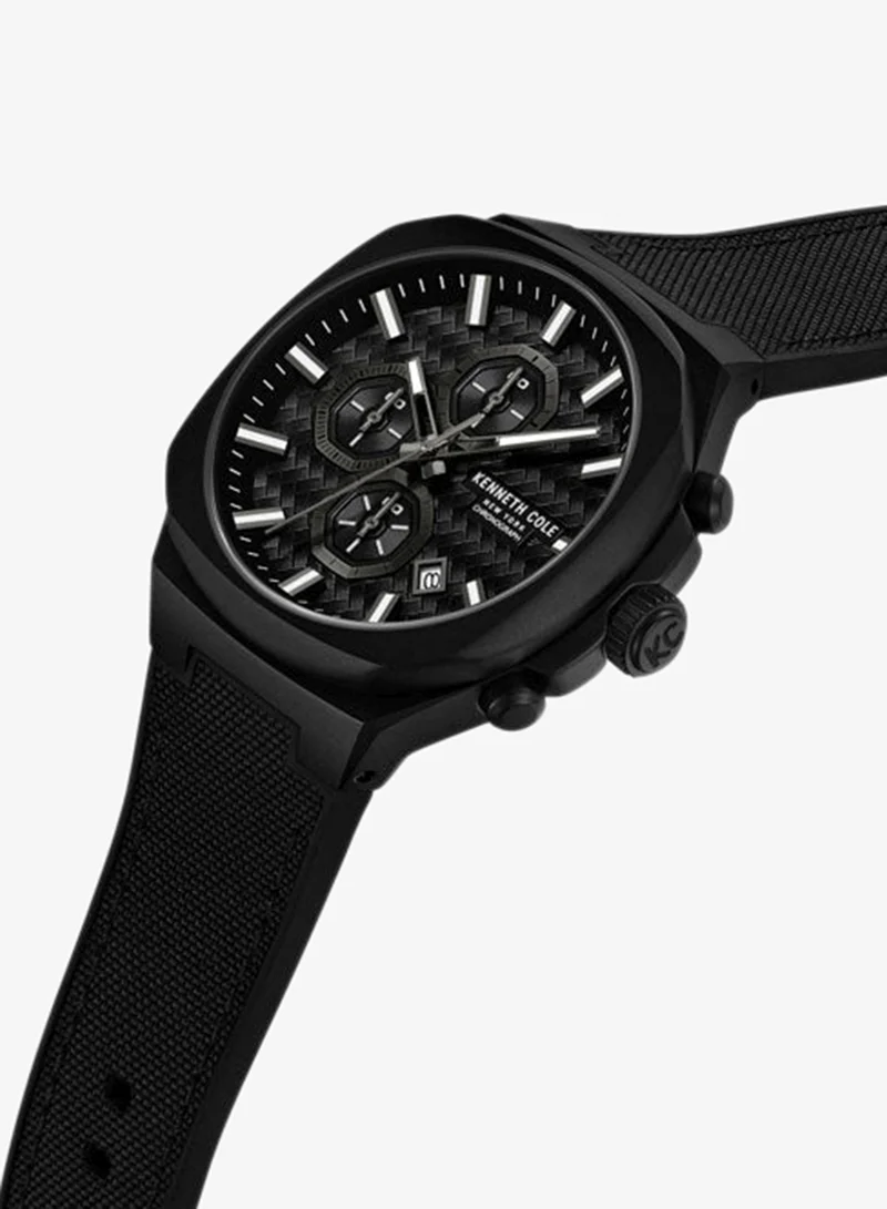 Kenneth Cole New York 43.5mm Chronograph Men's Watch with Black Silicone-Nylon Strap