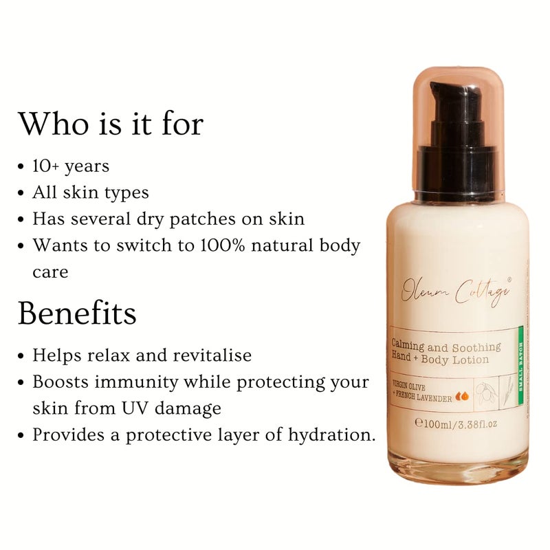 Oleum Cottage Calming and Soothing Hand and Body lotion 100 ml Made with cold pressed oils and lavender essential oil 100 natural Non sticky light feel lotion Boosts immunity Assist sleep Protects from UV damage - Image 4