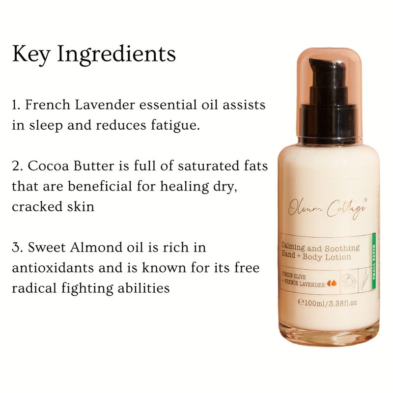Oleum Cottage Calming and Soothing Hand and Body lotion 100 ml Made with cold pressed oils and lavender essential oil 100 natural Non sticky light feel lotion Boosts immunity Assist sleep Protects from UV damage - Image 3