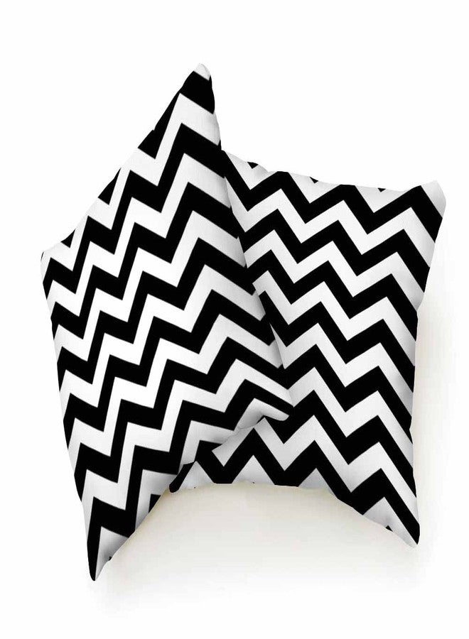 Beabes Throw Pillow Covers Black White Chevron Zigzag Wavy Line Seamless Pattern,Set of 2 Square Decorative,Cushion Pillows Cover for Couch and Bed for Men/Women 18X18 Inch - Image 2