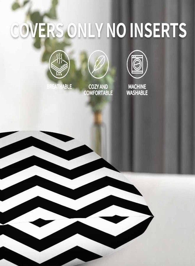 Beabes Throw Pillow Covers Black White Chevron Zigzag Wavy Line Seamless Pattern,Set of 2 Square Decorative,Cushion Pillows Cover for Couch and Bed for Men/Women 18X18 Inch - Image 5