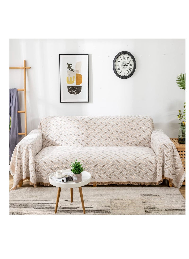Excefore - Couch Cover Sheet Blanket, 71" x 118" Oversized Reversible Couch Covers for 3 Cushion Sofa, Extra Large Furniture Decoration Cover Sofa Slipcovers, Pet Couch Covers for Sofa, Khaki - Image 1