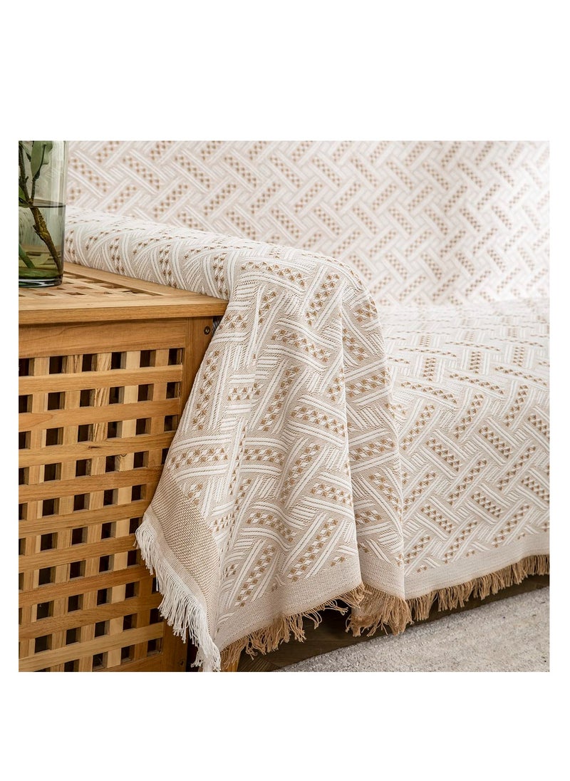 Excefore - Couch Cover Sheet Blanket, 71" x 118" Oversized Reversible Couch Covers for 3 Cushion Sofa, Extra Large Furniture Decoration Cover Sofa Slipcovers, Pet Couch Covers for Sofa, Khaki - Image 1
