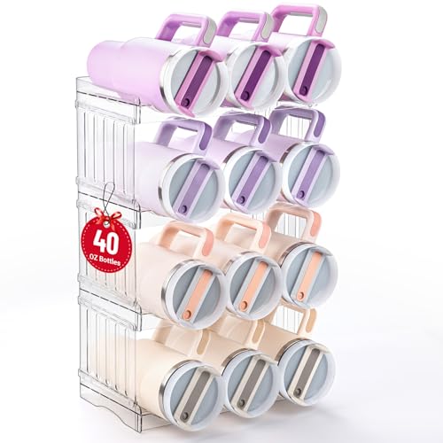 Gracenal Large Tumbler Organizer for Stanley Cup 40 oz, Patented Kitchen Pantry Organizers and Storage for Stanley Cup Accessories, Stackable Water Bottle Organizer Holder Gifts 4Pack Large-12-bottle - Image 1