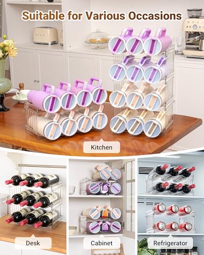 Gracenal Large Tumbler Organizer for Stanley Cup 40 oz, Patented Kitchen Pantry Organizers and Storage for Stanley Cup Accessories, Stackable Water Bottle Organizer Holder Gifts 4Pack Large-12-bottle - Image 5