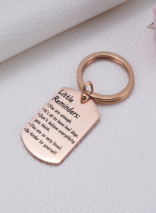 MIXJOY Valentine's Day Little Reminders Keychain, Mental Health Gift, Positive Thinking Reminder Daily Affirmation Inspiration Uplifting Quotes, You Are Enough Keyring, Self Love (Rose Gold) - Image 3