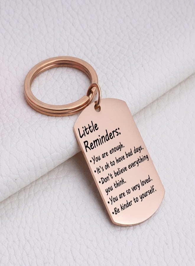 MIXJOY Valentine's Day Little Reminders Keychain, Mental Health Gift, Positive Thinking Reminder Daily Affirmation Inspiration Uplifting Quotes, You Are Enough Keyring, Self Love (Rose Gold) - Image 2