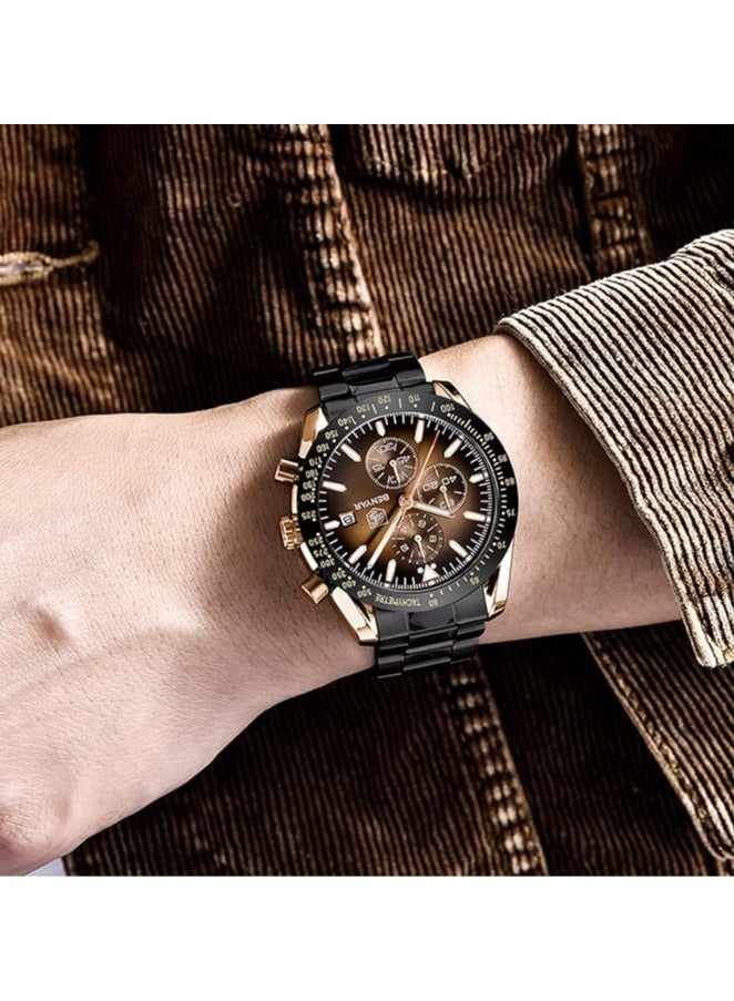 BENYAR Mens Watch Waterproof Chronograph Date Watch for Men Stainless Steel Strap Quartz Movement Analog Watch Business Casual Gift for Men  - Image 3