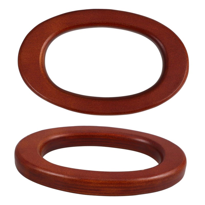 Wooden Bag Handle Replacements 2pcs Round Purse DIY Hardware - Image 2
