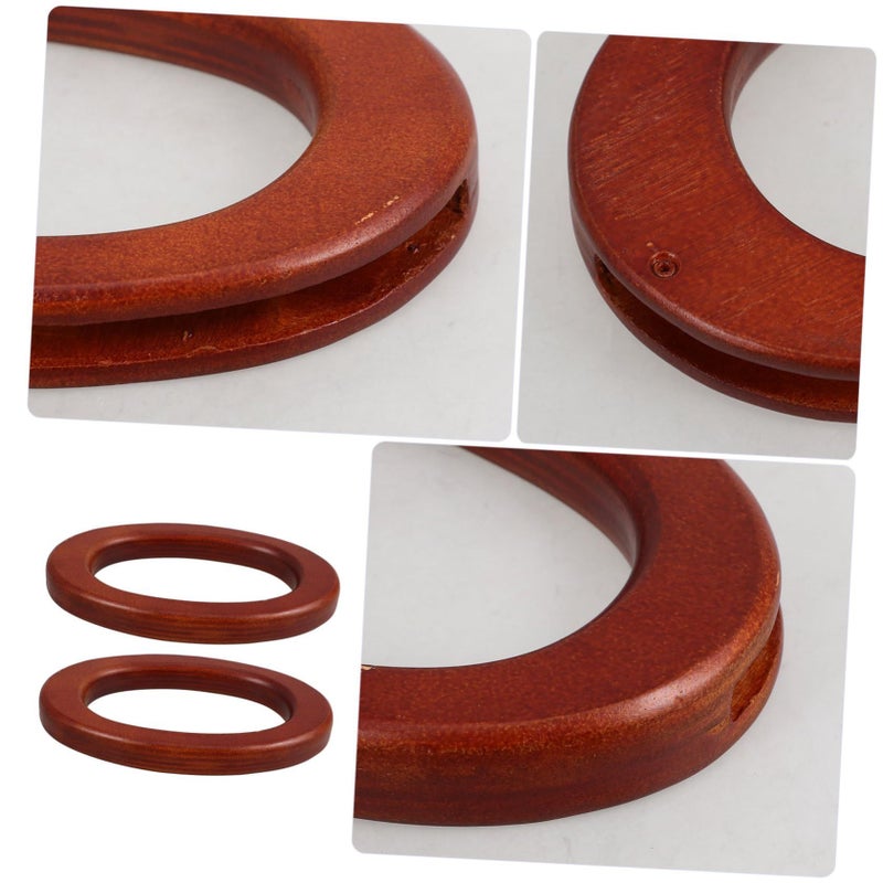 Wooden Bag Handle Replacements 2pcs Round Purse DIY Hardware - Image 4