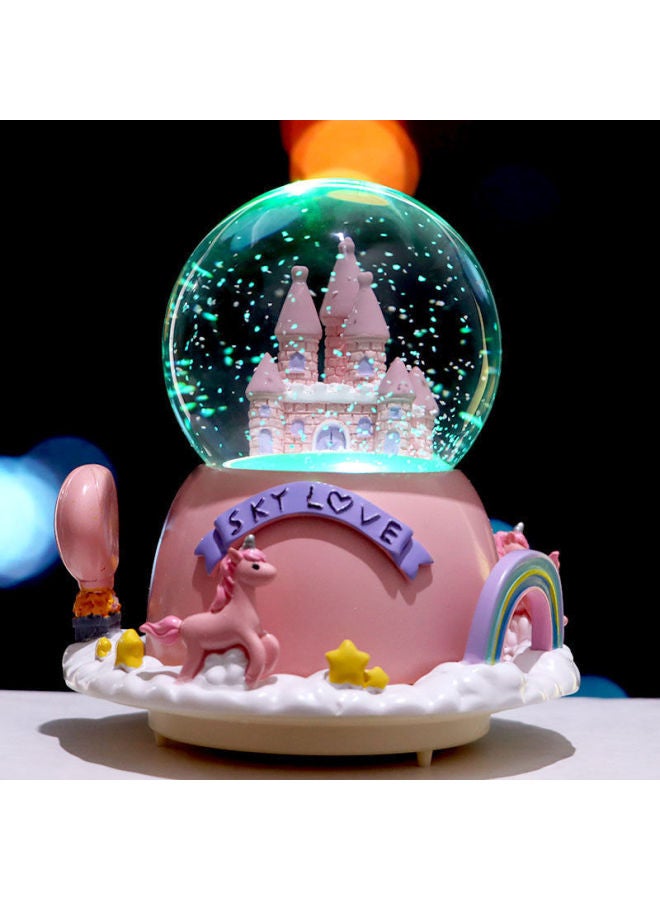 Carousel Crystal Ball Music Box Automatic Snow Snow Boy Girl Princess-Color:49 External Rotating Super Large Castle Pink [automatic Snow Floating]-Size:Luxurious Packaging + Greeting Card + Handbag [written Greeting Card] - Image 1