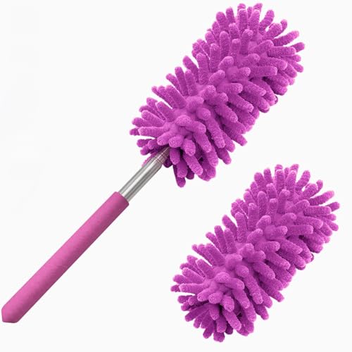 Tukuos Microfiber Duster for Cleaning, Tukuos Hand Washable Dusters with 2pcs Replaceable Microfiber Head, Extendable Pole, Detachable Cleaning Brush Tool for Office, Car, Window, Furniture, Ceiling Fan - Image 1