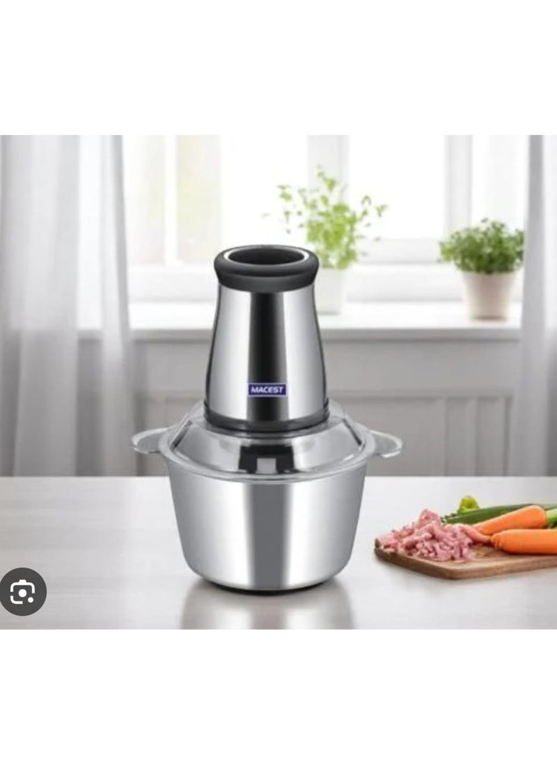 MACEST 200W Electric Food Chopper 2L – Multifunction Stainless Steel Chopper with Sharp Blades, Anti-Rust Bowl, Ideal for Meat, Vegetables, Nuts & Onions  - Image 3