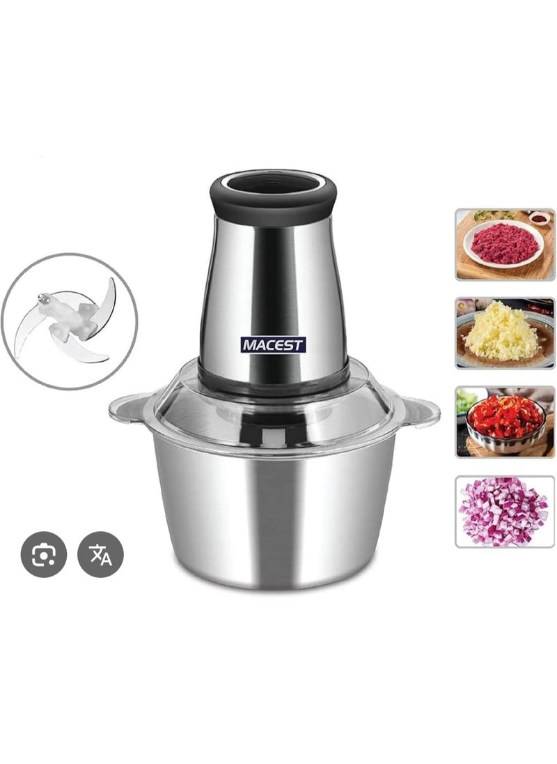 MACEST 200W Electric Food Chopper 2L – Multifunction Stainless Steel Chopper with Sharp Blades, Anti-Rust Bowl, Ideal for Meat, Vegetables, Nuts & Onions  - Image 5