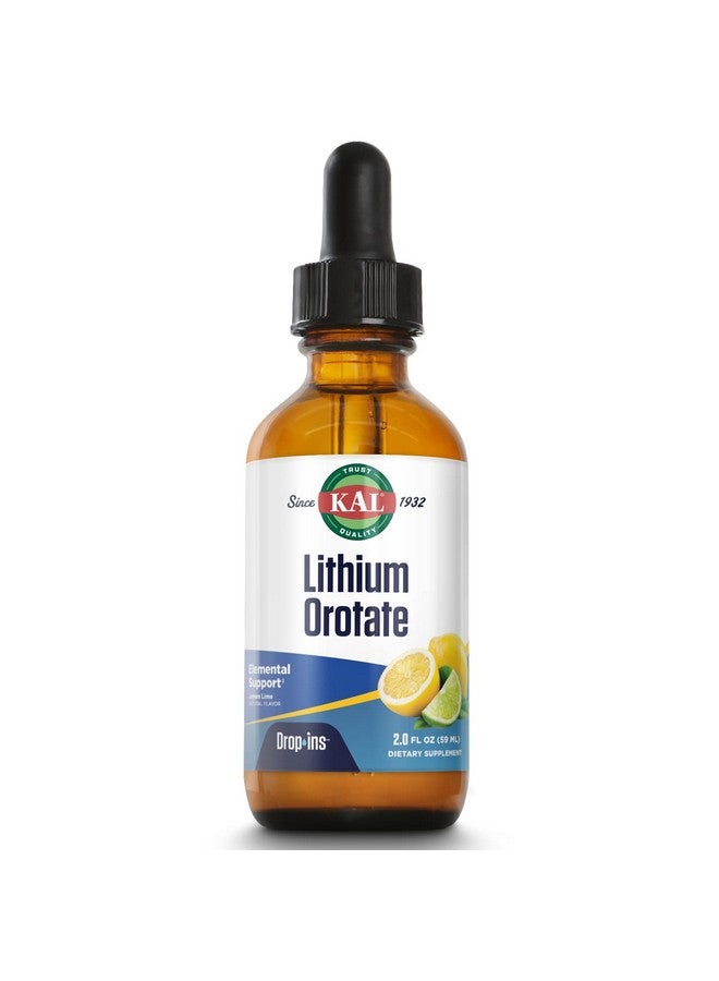 KAL Lithium Orotate Dropins, Chelated | Mood & Relaxation Support | Natural Lemon Lime Flavor | 2oz, Approx. 60 Serv. - Image 1