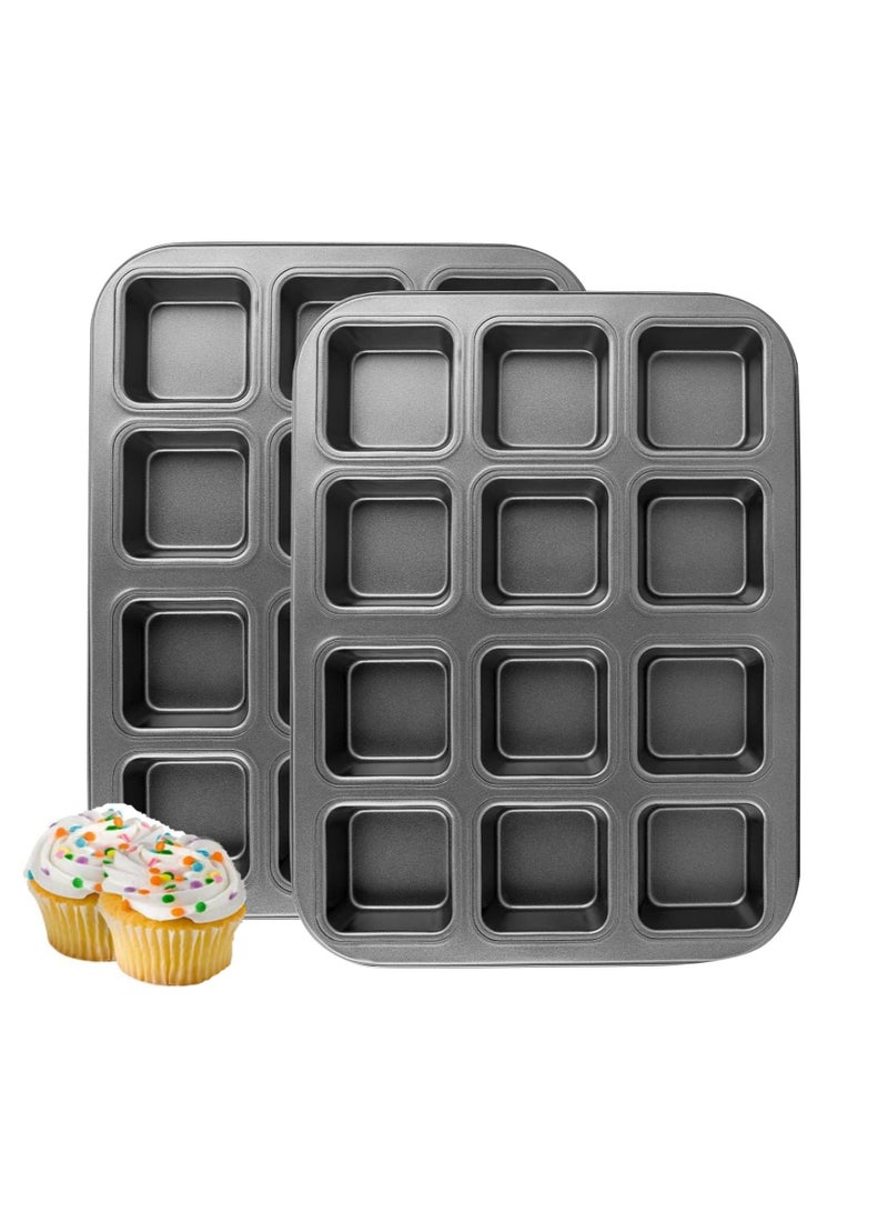 XICEN Non-Stick Cake Mould 2pcs , 12 Cavity Cake Baking Pan, Carbon Steel - Image 1